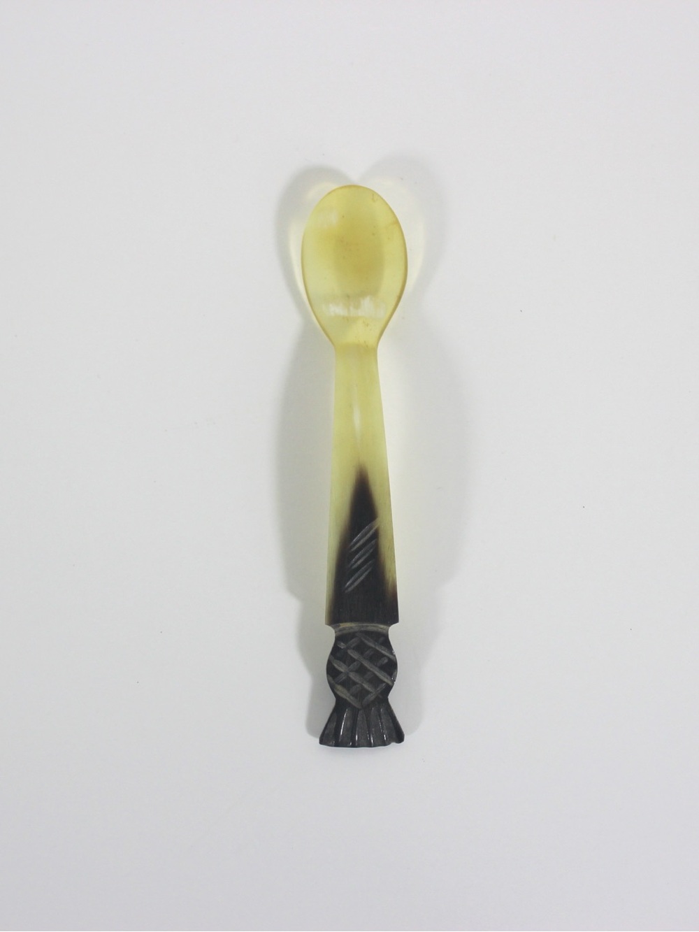 Vintage Carved Natural Horn Scottish Thistle or Pineapple Spoon E